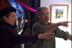 Setting up the art gallery.